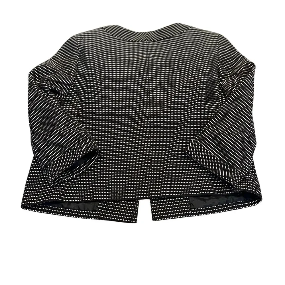 Talbots cropped polka dot blazer jacket size 14 3/4 sleeves black and white - Picture 9 of 12